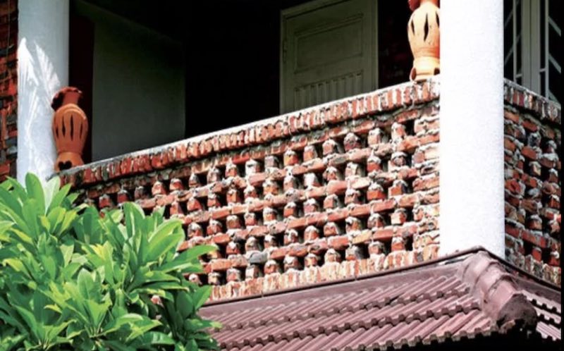 lan can gạch nung đỏ