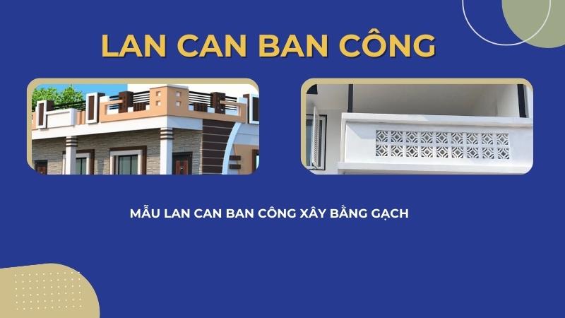 Lan can ban công xây bằng gạch