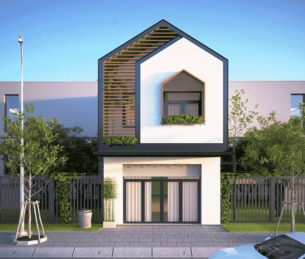 Mẫu nhà 2 tầng 8 mét mặt tiền