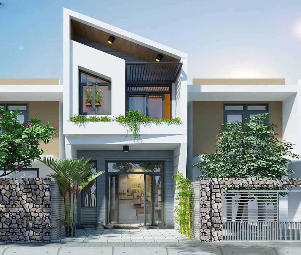 Mẫu nhà phố mái lệch đẹp
