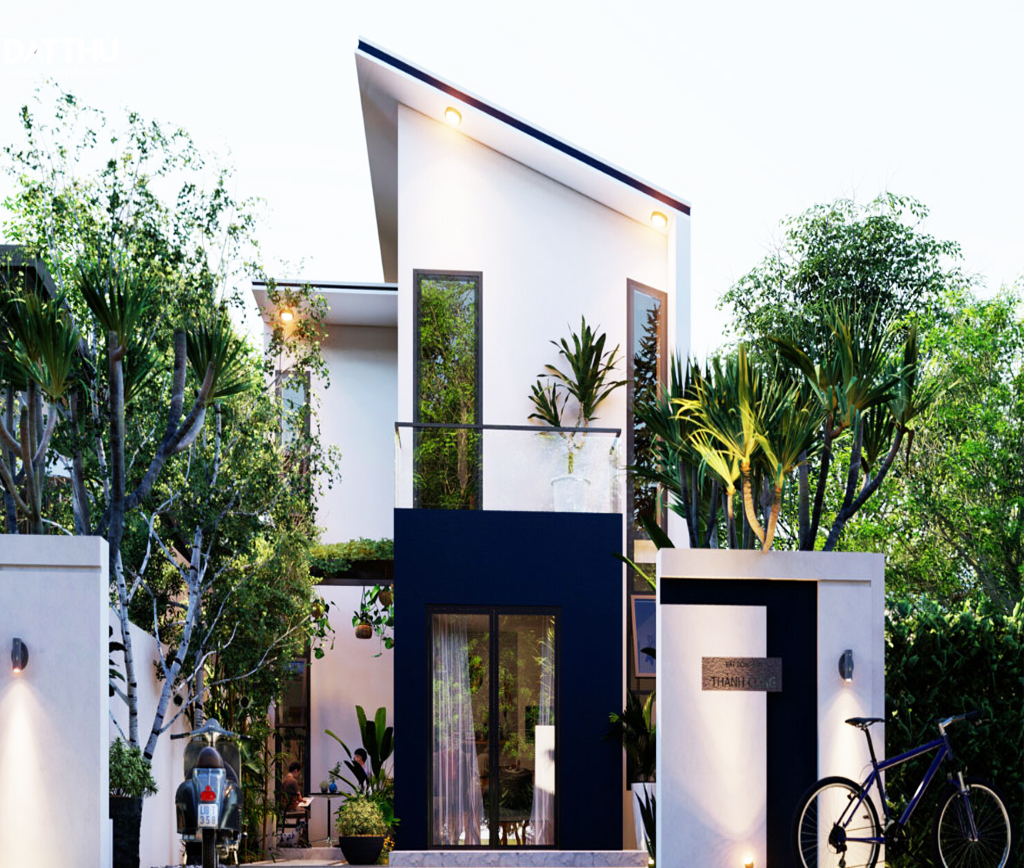 Mẫu nhà phố mái lệch đẹp