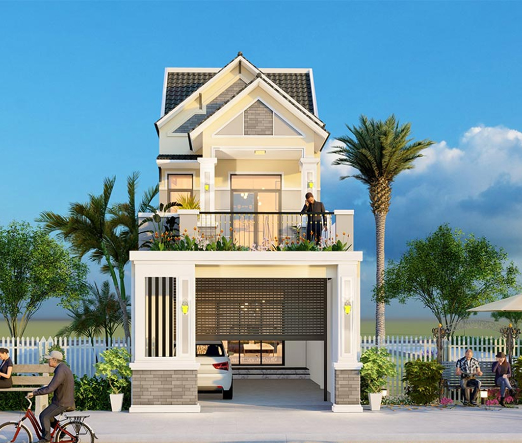 Mẫu nhà phố mái ngói đẹp