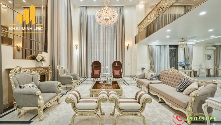 Nguyên tắc khi kết hợp giữa màu sắc và vật liệu nội thất biệt thự