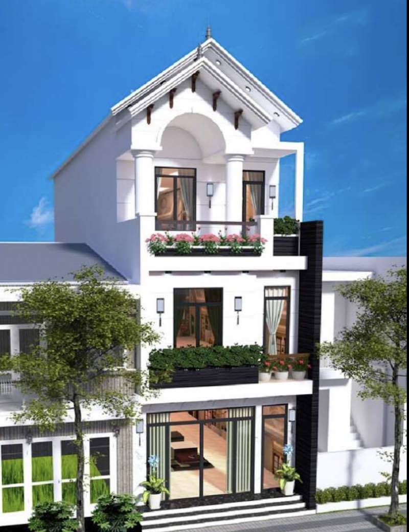 nhà 1 trệt 2 lầu mái thái