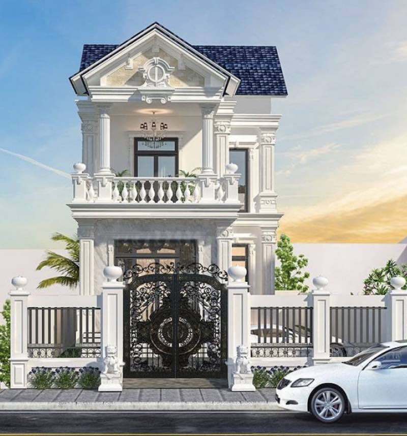 nhà 1 trệt 2 lầu cổ điển