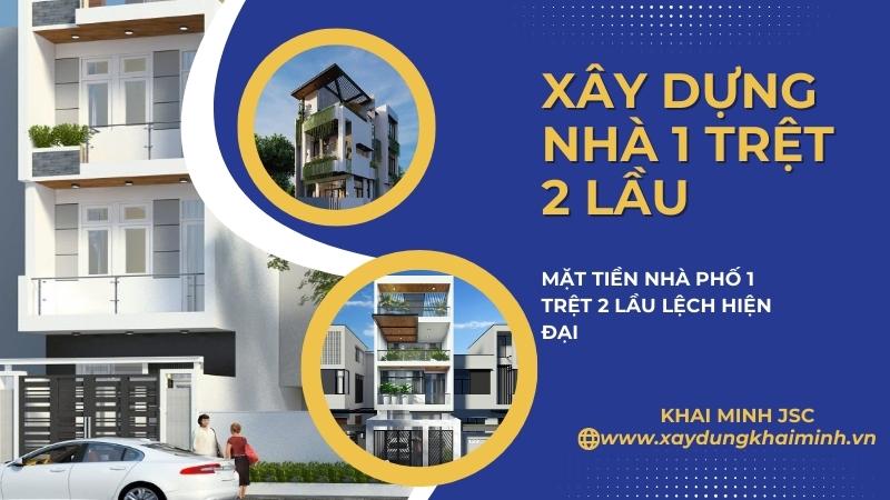 Mẫu mặt tiền nhà phố 1 trệt 2 lầu lệch hiện đại