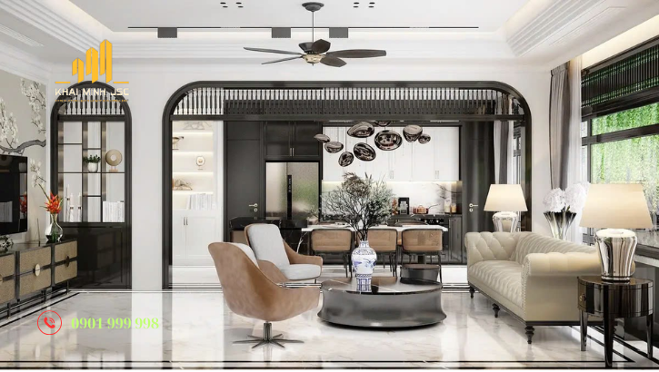 Thiết kế nội thất căn hộ Penthouse không gian phòng bếp tiện nghi, vật liệu cao cấp