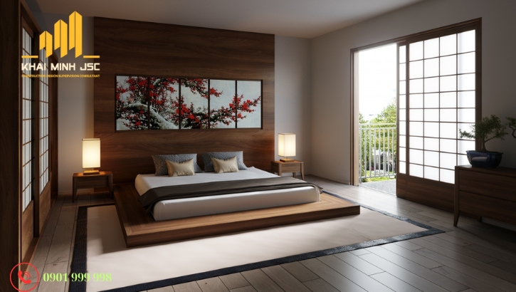 Cách thiết kế nội thất cho phòng ngủ biệt thự phong cách Zen Art