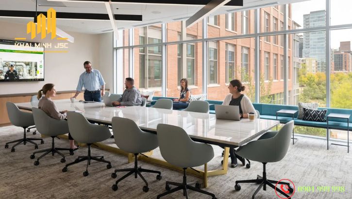 Một thiết kế phòng họp hiện đại, tiện nghi sẽ giúp tạo sự thoải mái cho nhân viên, kích thích sự sáng tạo
