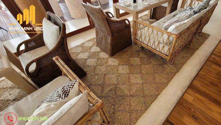 Mẫu thảm cói sợi tre thân thiện với môi trường, dễ vệ sinh