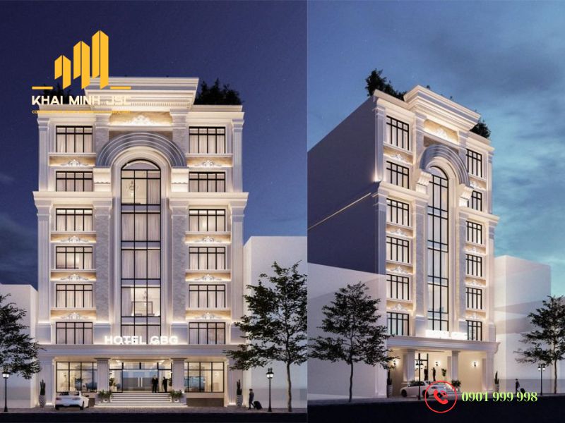 Giải pháp thi công mặt đứng khách sạn tân cổ điển