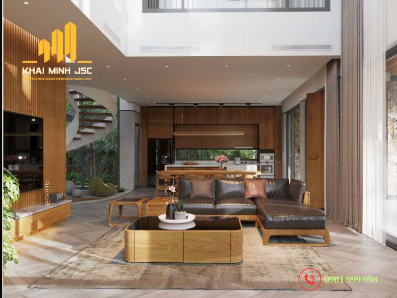 Lựa chọn vật liệu gỗ khi thi công nội thất villa sân vườn