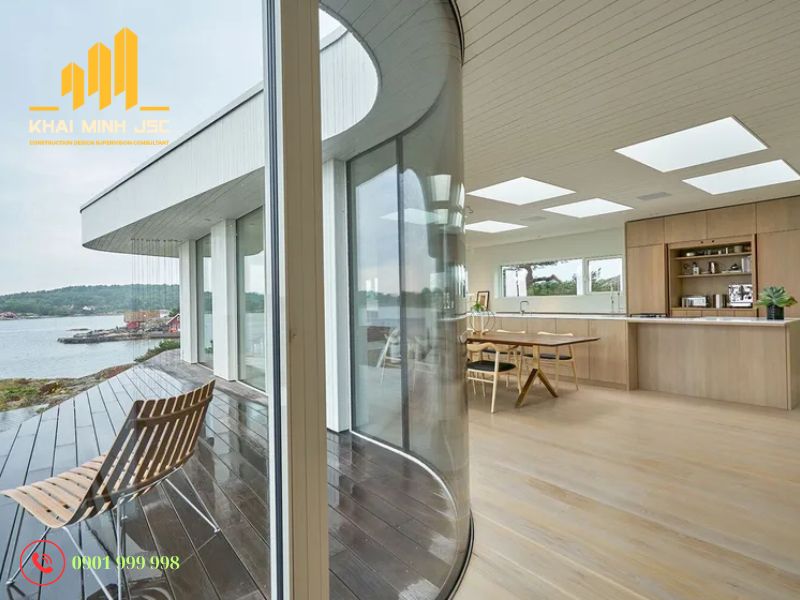 Thiết kế biệt thự kính cong giúp tiết kiệm điện năng