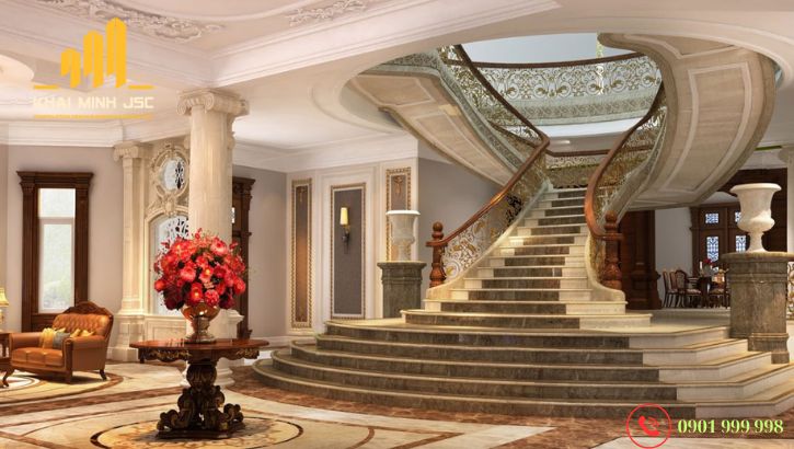 Mẫu thiết kế cầu thang biệt thự sang trọng, đẳng cấp