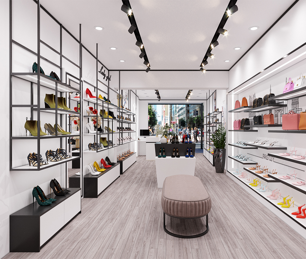 Thiết kế nội thất cửa hàng giày