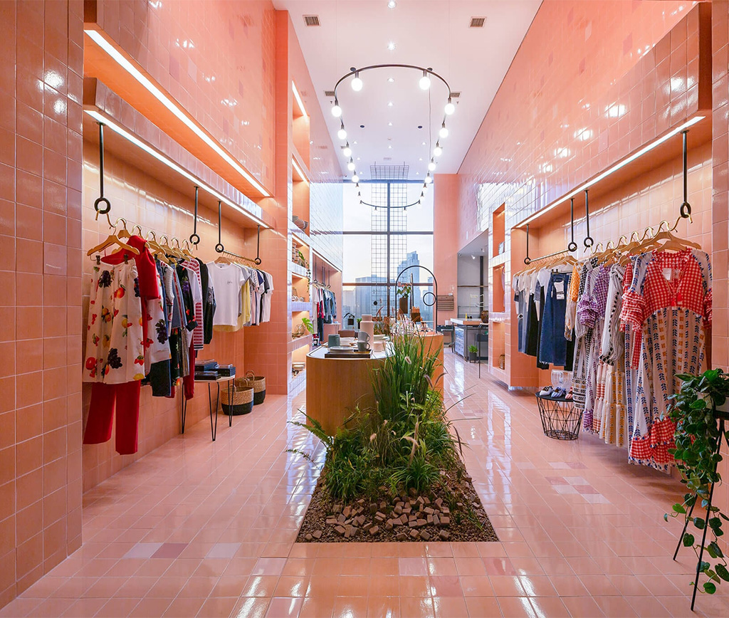 Thiết kế nội thất cửa hàng thời trang nữ ngọt ngào dễ thương