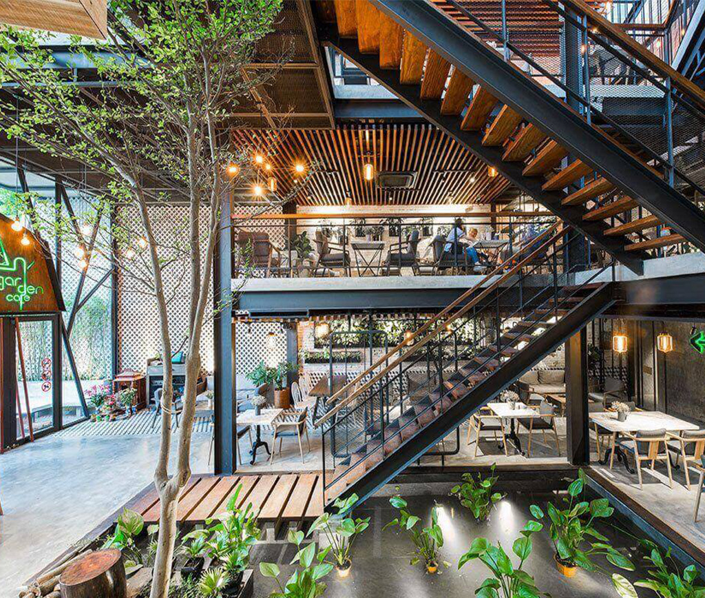 Thiết kế quán cafe phong cách công nghiệp