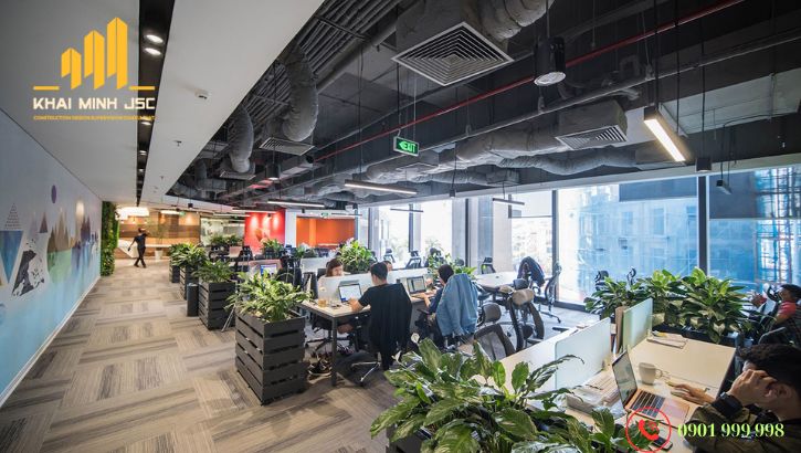 Mẫu văn phòng xanh phong cách Industrial độc đáo