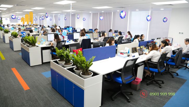 Cách phân chia khu vực làm việc thông minh kết hợp không gian xanh