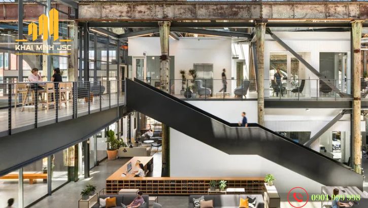 Ánh sáng là yếu tố quan trọng trong văn phòng phong cách công nghiệp