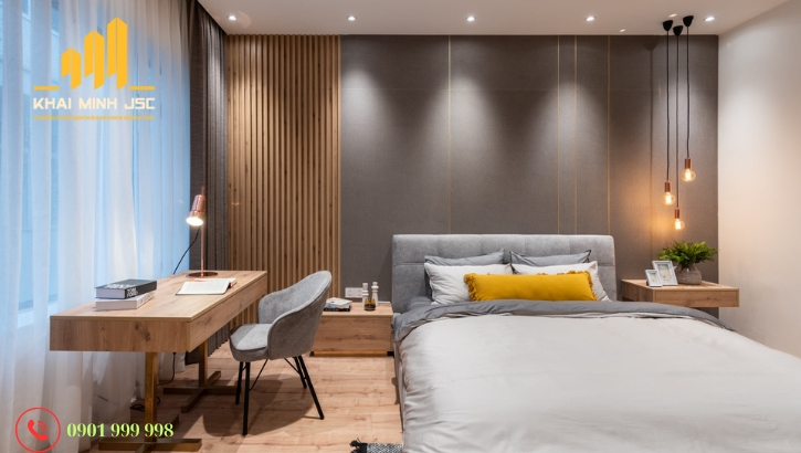 Thiết kế phòng ngủ ấm áp, nhẹ nhàng và thoải mái