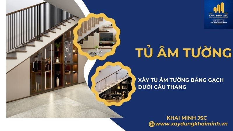 tủ âm tường lắp đặt dưới cầu thang