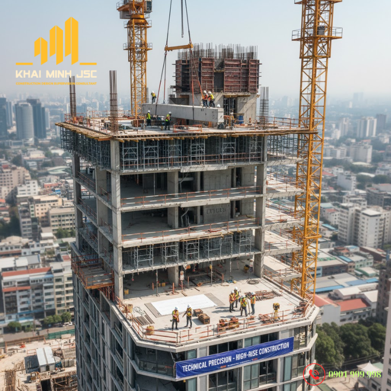 Quá trình xây dựng cao tầng cũng đặt ra những yêu cầu khắt khe về kỹ thuật