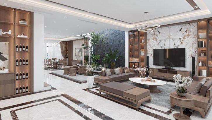 Cách bố trí sàn giúp phân vùng, dẫn hướng và tạo chiều sâu không gian mở