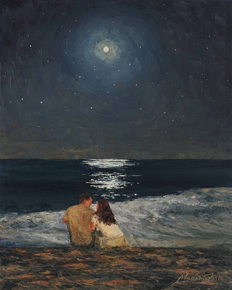 Moonlight Over The Ocean Painting - Marianna Foster (2016) Moonlight Over The Ocean Painting - Marianna Foster (2016)