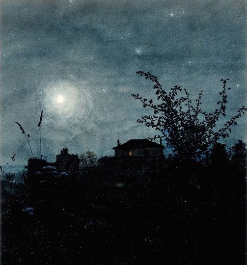Moonlight Scene, Houses In Background by Léon Bonvin, 1864 (watercolor) Moonlight Scene, Houses In Background by Léon Bonvin, 1864 (watercolor)