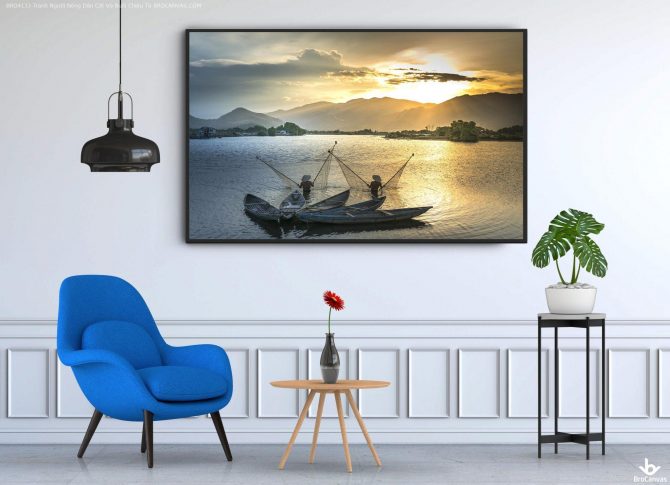 Tranh Người Dân Cất Vó Buổi Chiều Tà