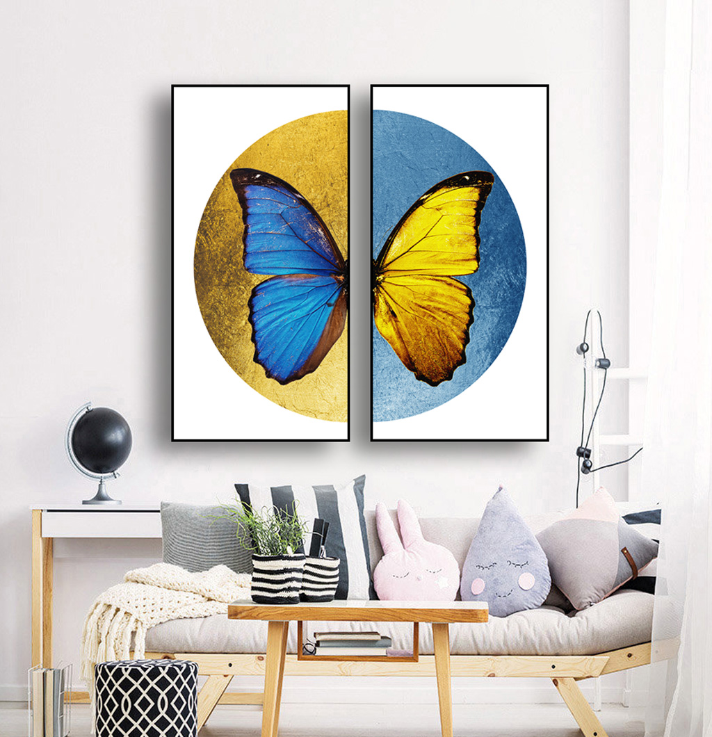 Những điều thú vị về tranh canvas Đà Nẵng>
<figcaption>Tranh Canvas Đà Nẵng bộ 2 cánh bướm vàng xanh</figcaption>
</figure>
<p>Tranh được tạo nên trên chất liệu canvas sẽ có độ sắc nét, sáng bóng và có chiều sâu về màu sắc. </p>
<figure><img alt= Tranh Canvas Đà Nẵng bộ 2 cánh bướm vàng