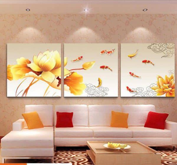 tranh ca chep hoa sen