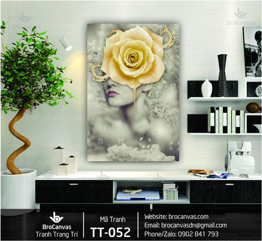 Tiết lộ cách chọn tranh treo spa tại Đà Nẵng chuẩn nhất 9 Tranh Trang Trí Cô Gái Hoa Hồng Vàng TT-052 | Brocanvas.com