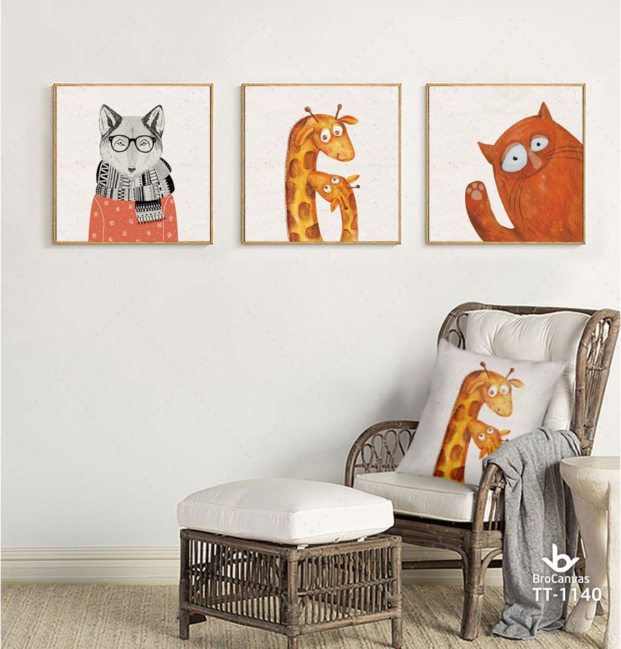Trang hoàng không gian long lanh hơn cùng tranh canvas TPHCM 3 Tranh Canvas Bộ 3 Động Vật TT 1140 | Brocanvas.com