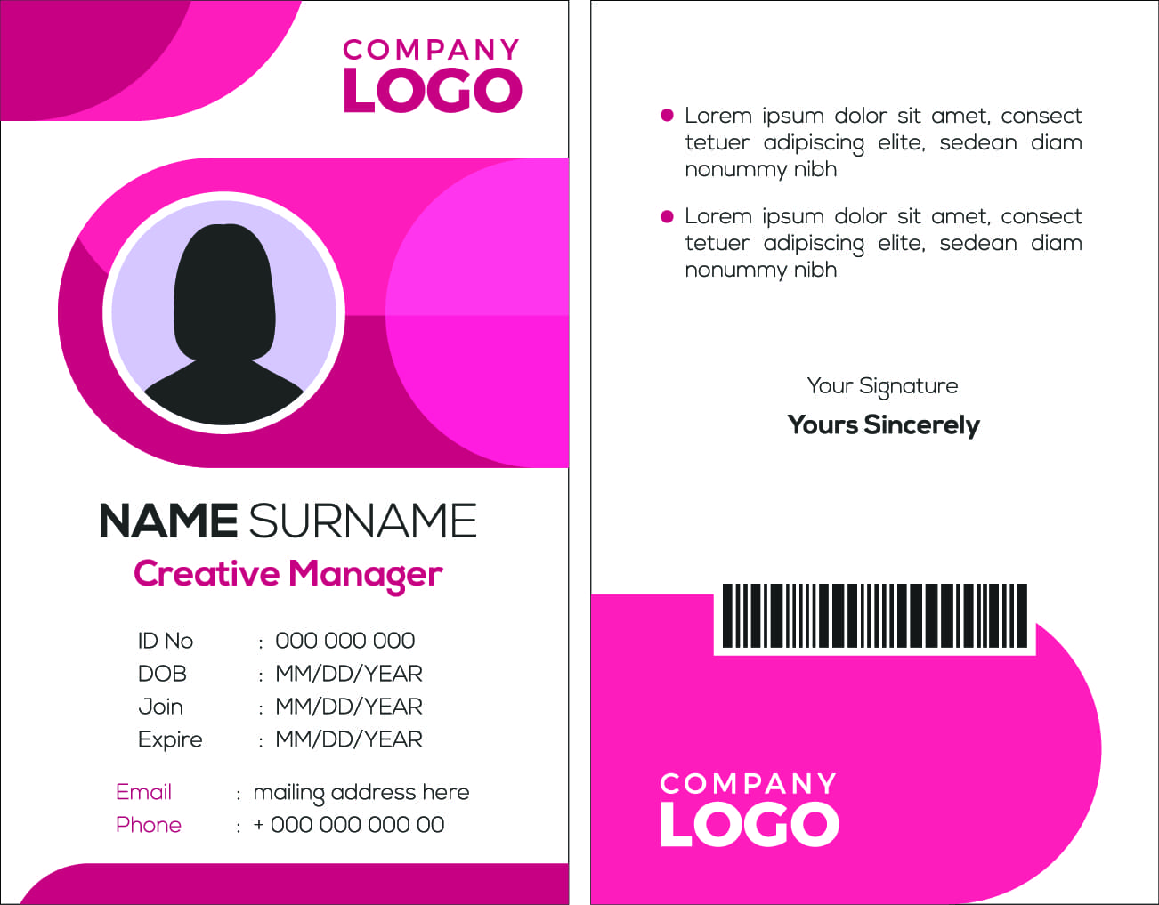 id card pink