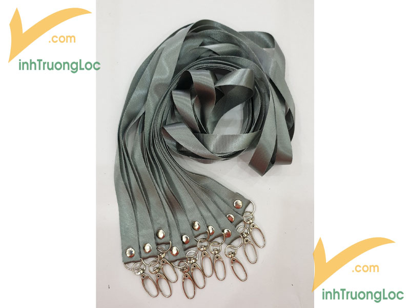 Dây đeo thẻ nhân viên không in màu xám 15mm