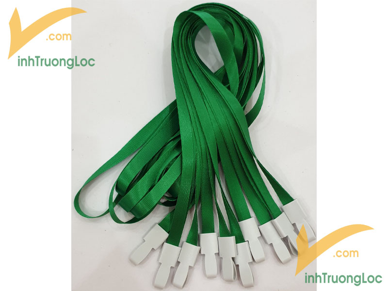 Mẫu dây đeo thẻ xanh lá trơn không in 10mm móc nhựa