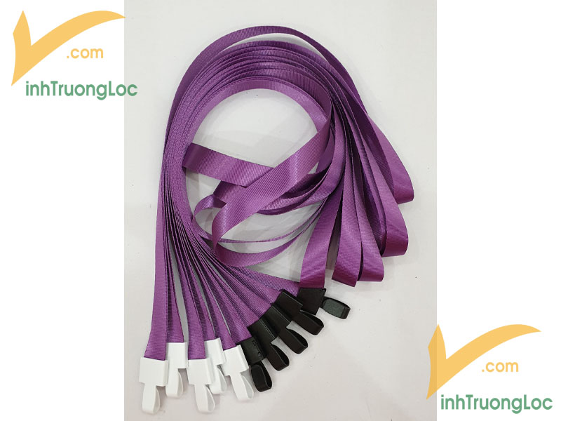 Mẫu dây đeo thẻ tím trơn loại 15mm móc nhựa