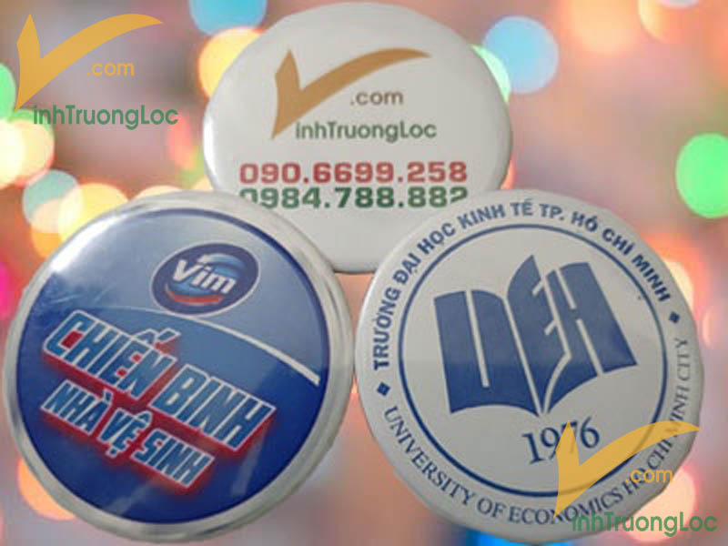Mẫu huy hiệu cài áo đường kính 5.5cm có in logo theo yêu cầu