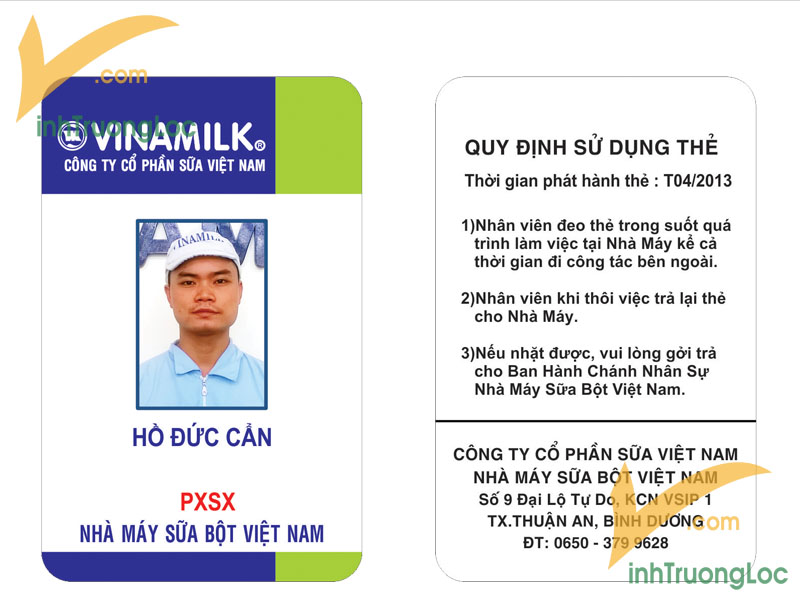 Mẫu thẻ nhân viên đứng công ty Vinamilk