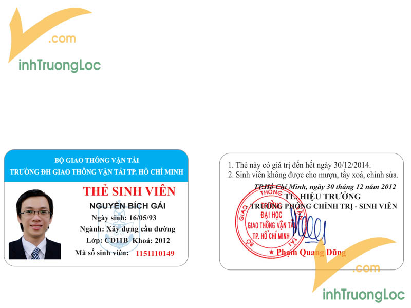 Mẫu thẻ sinh viên trường Đại học Giao Thông Vận Tải TP.HCM