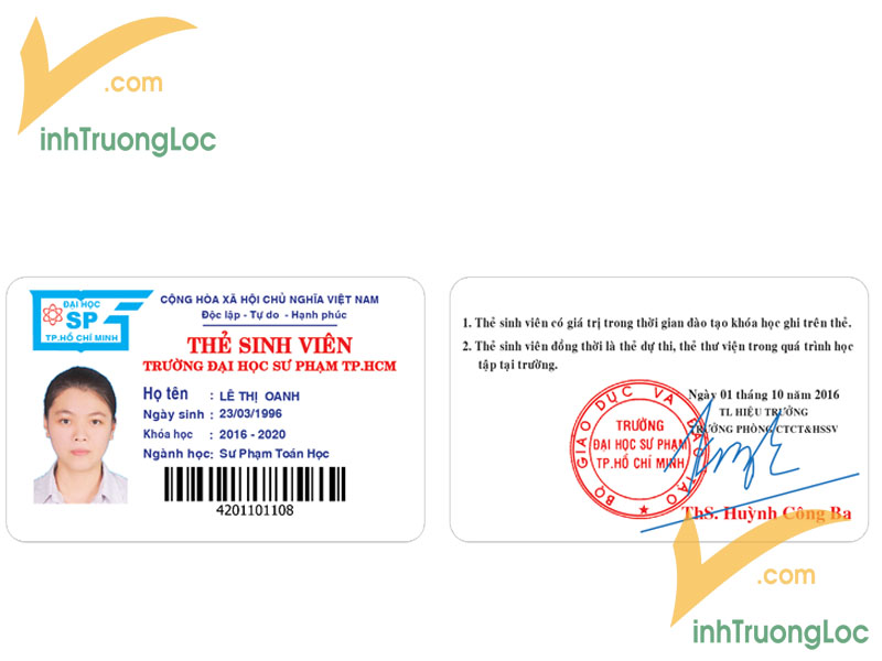 Mẫu thẻ sinh viên Trường Đại học Sư Phạm TP.HCM