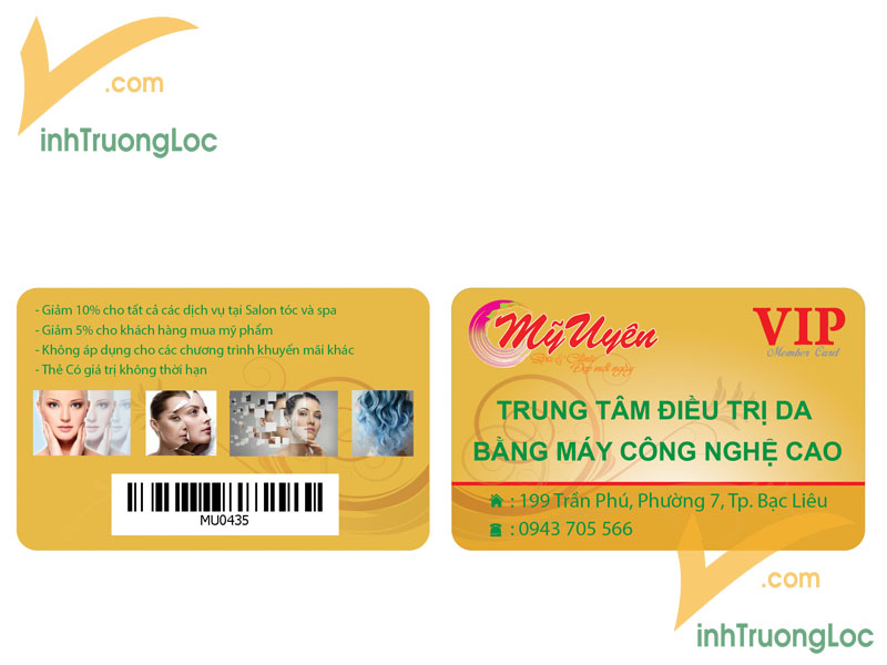 Mẫu thẻ thành viên trung tâm điều trị da Mỹ Uyên