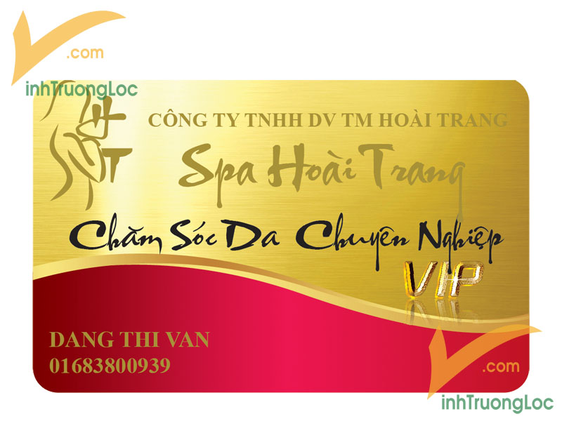Mẫu thẻ VIP dành cho khách làm đẹp tại Spa Hoài Trang