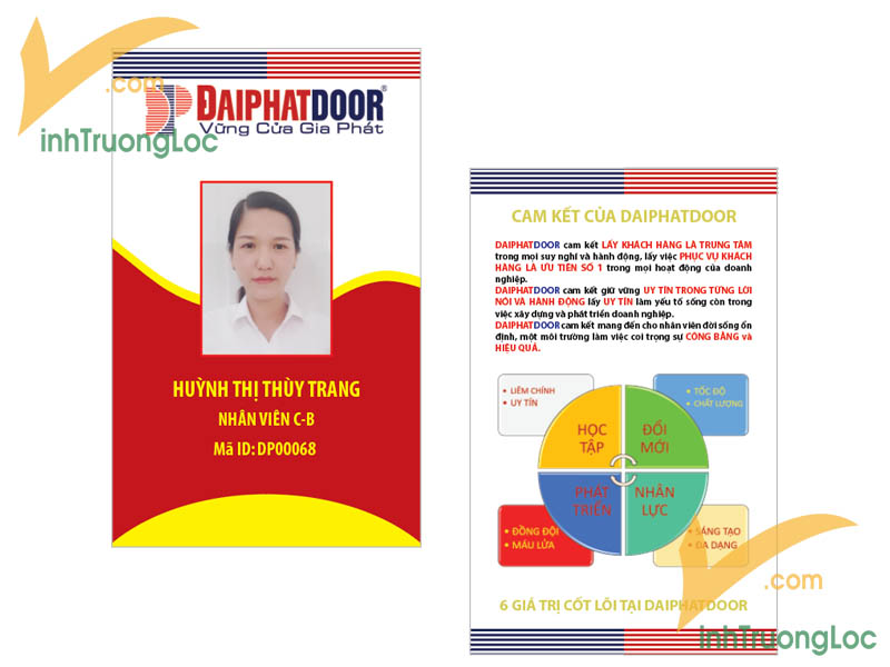 mẫu thẻ nhân viên đẹp màu đỏ