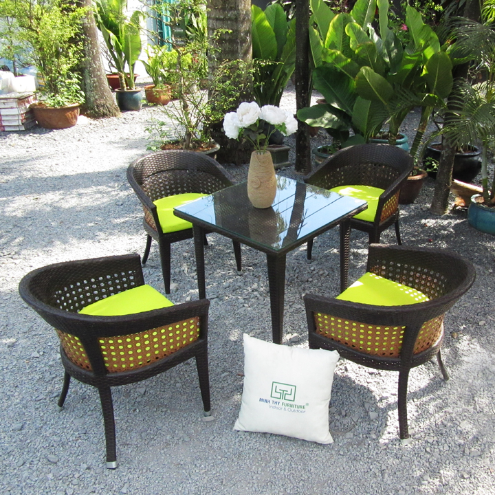 Bộ Bàn Ghế Cafe Nhựa Giả Mây MT298