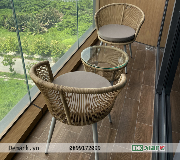 Bàn Ghế Ban Công Chung Cư Nhựa Giả Mây