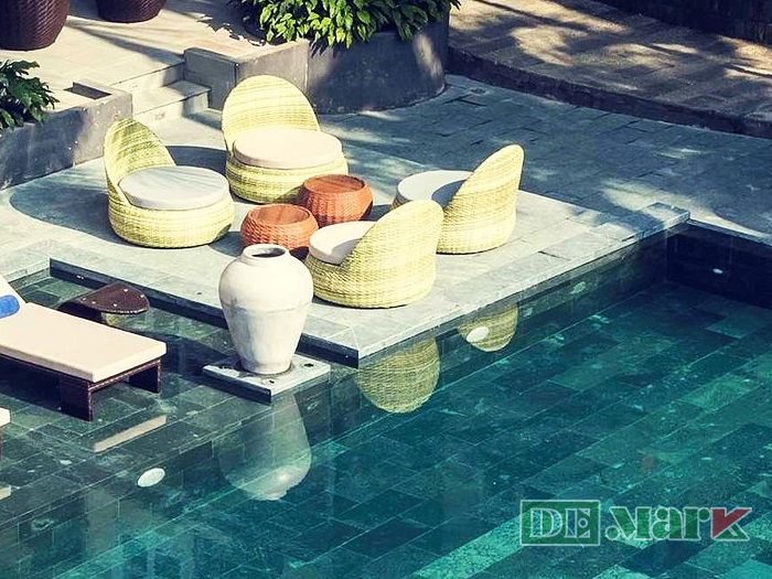 bộ bàn ghế giả mây ngoài trời