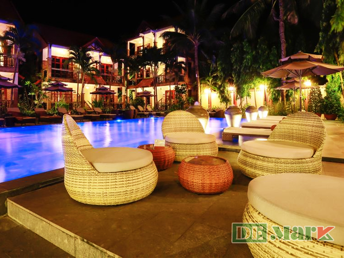 bộ bàn ghế giả mây ngoài trời